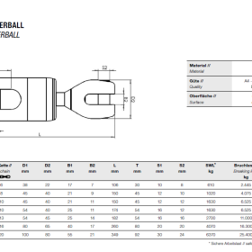 Tables Overview of the WASI GTS Powerballs. The various technical data about the different Powerballs